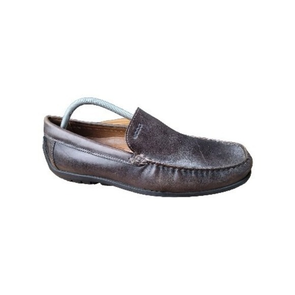 Ecco Loafers Shoes Brown Leather Mens Size 10.5 / EU‎ 44 Slip On Moccasins Dress - Picture 1 of 11